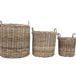 WeidenKörbe Rund Natural-Grey 3Er-Set