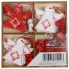 Weihnachtsbaum-Anhanger Aus Holz 12Er-Set Rot/Weis