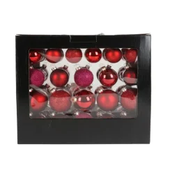 Weihnachtsbaumkugeln Aus Glas 42Er-Set Rottone Mit Pinken Nuancen
