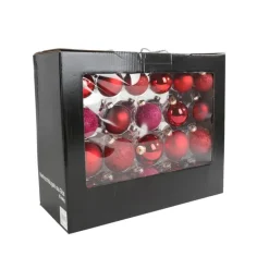 Weihnachtsbaumkugeln Aus Glas 42Er-Set Rottone Mit Pinken Nuancen