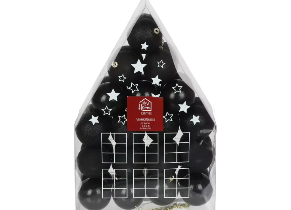 Weihnachtsbaumkugeln Aus Kunststoff 6Cm 36Er-Set Schwarz