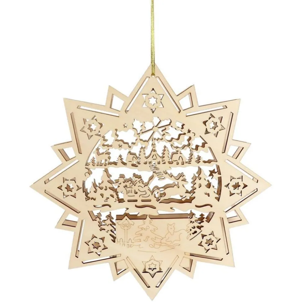 Weihnachts-Holzstern 30Cm Mit 10 Leds