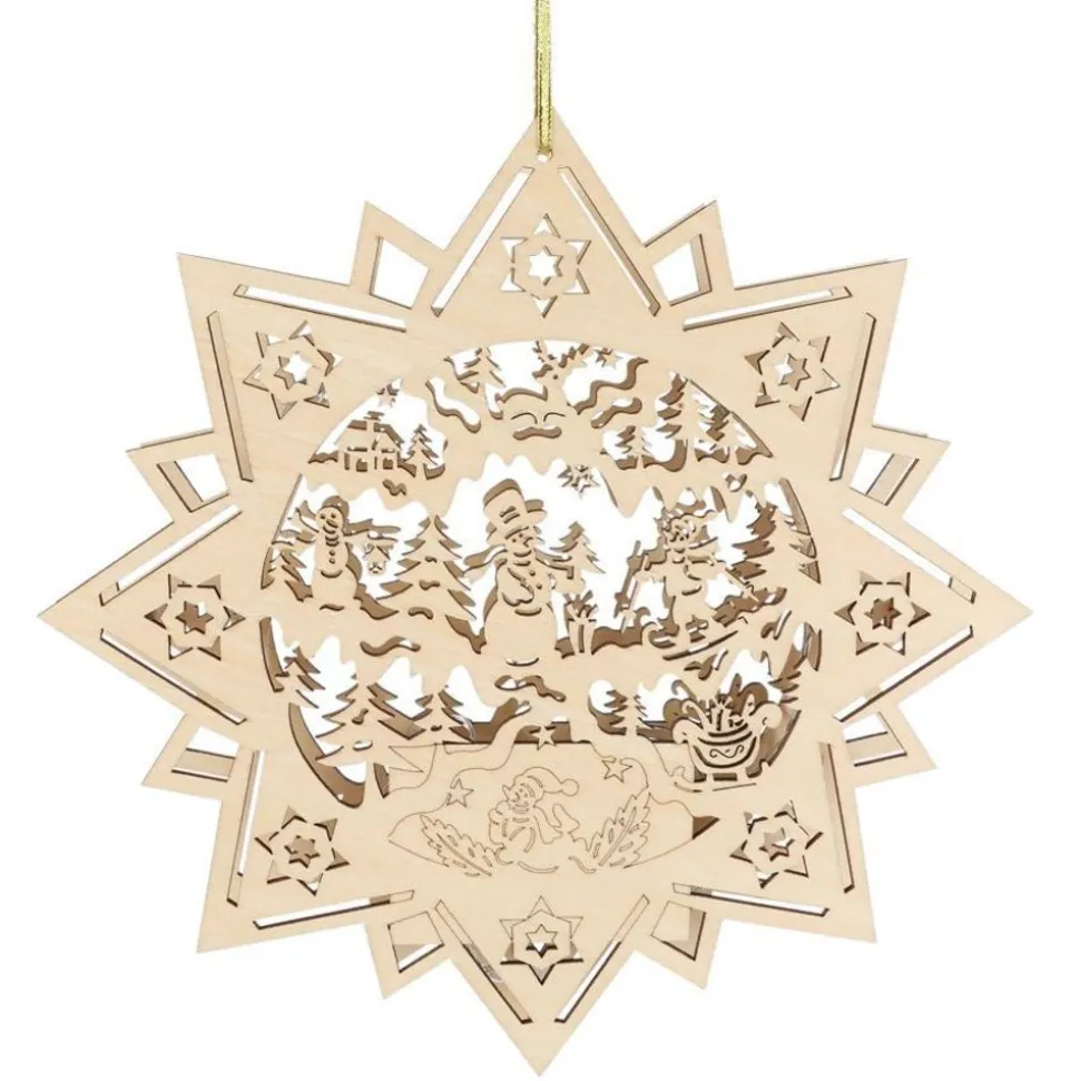 Weihnachts-Holzstern 30Cm Mit 10 Leds