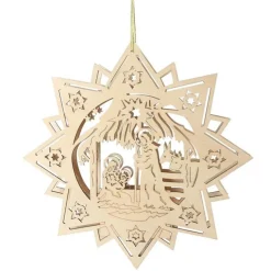 Weihnachts-Holzstern 30Cm Mit 10 Leds