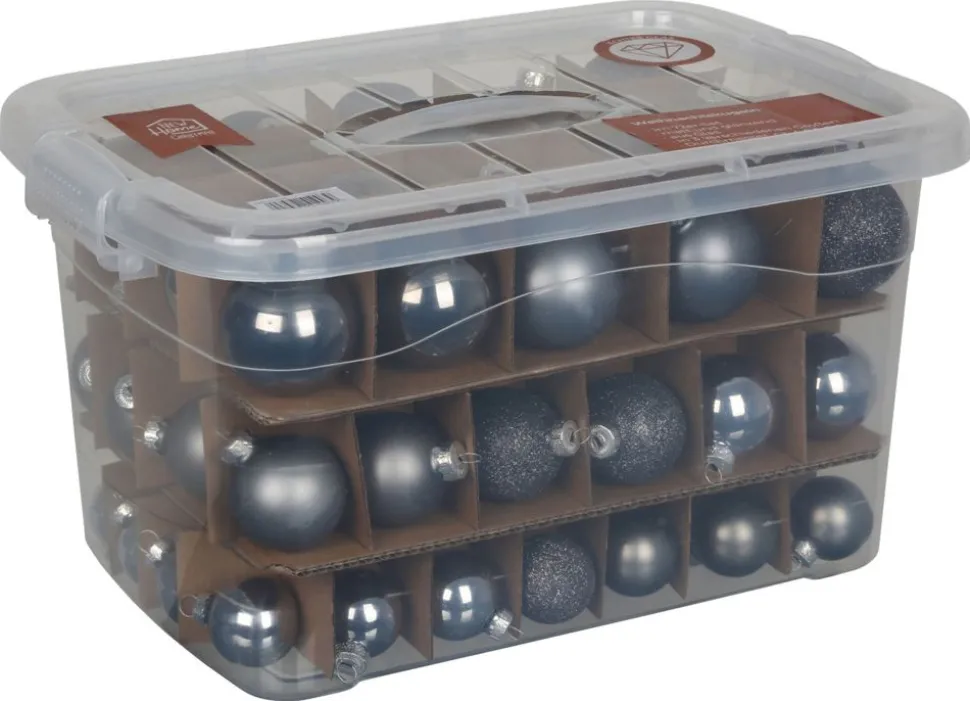 Weihnachtskugel-Set Aus Glas 72-Teilig Grau