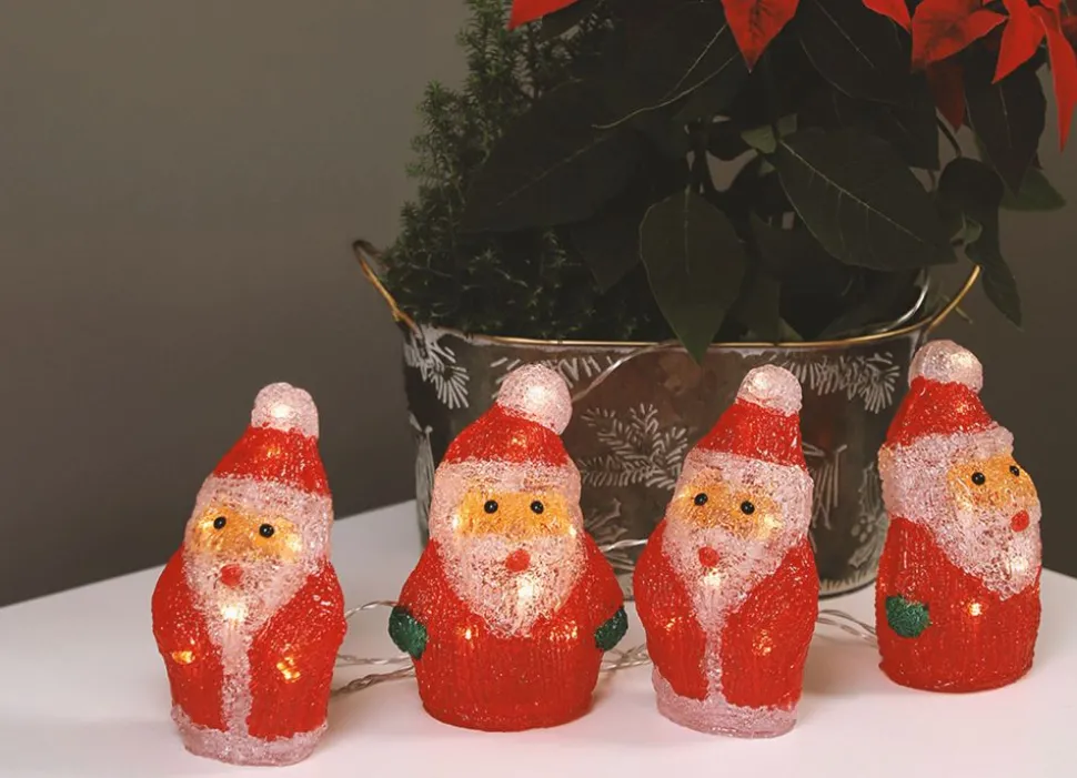 Weihnachtsmanner-Lichterkette Aus Acryl Mit Timer 40 Leds Warmweis