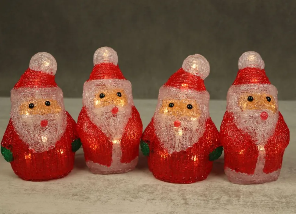 Weihnachtsmanner-Lichterkette Aus Acryl Mit Timer 40 Leds Warmweis