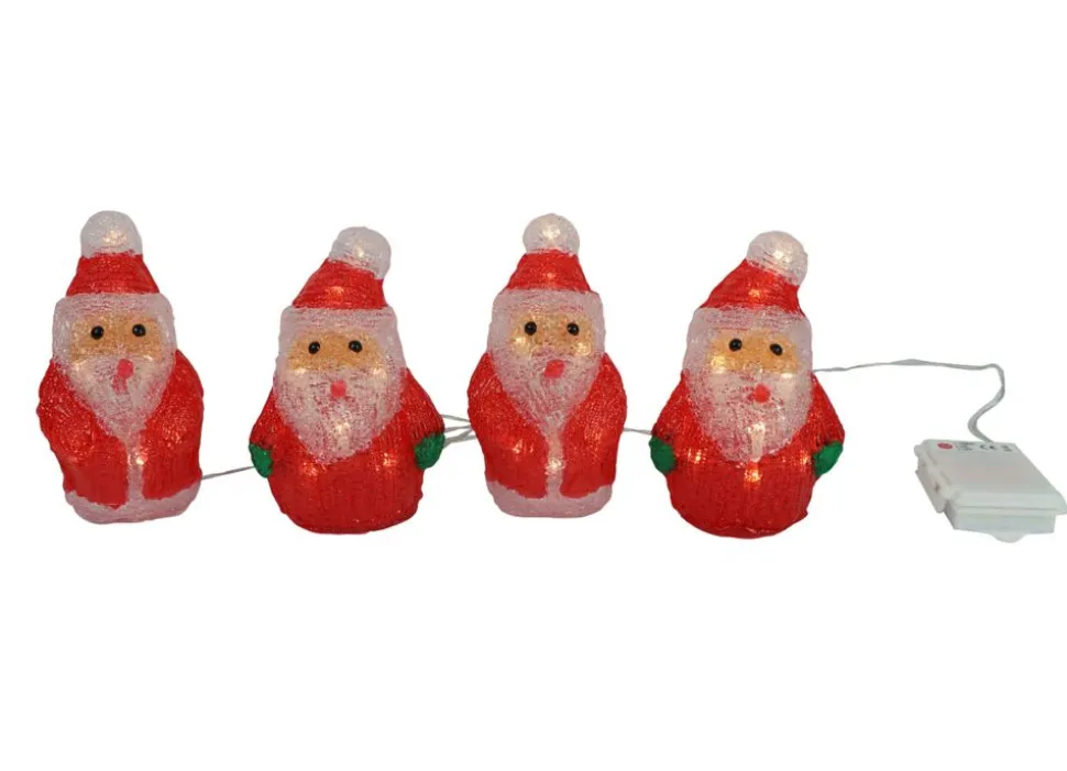 Weihnachtsmanner-Lichterkette Aus Acryl Mit Timer 40 Leds Warmweis