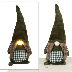 Weihnachts-Wichtel-Frau Mit Leuchtender Led-Nase 56Cm Grun