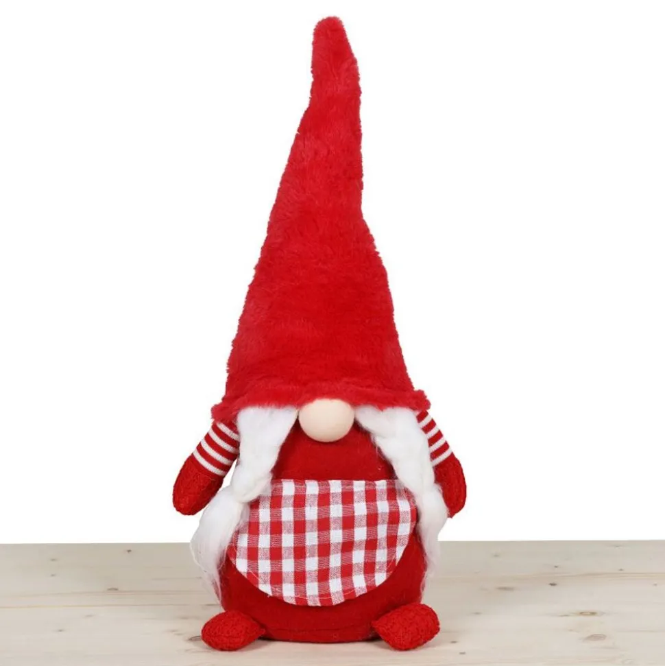 Weihnachts-Wichtel-Frau Mit Leuchtender Led-Nase 56Cm Rot