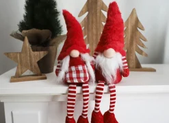 Weihnachtswichtel Kantenhocker Mit Led-Nase 13X40X20Cm Rot