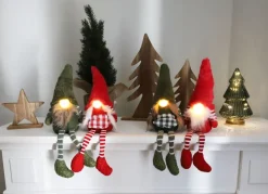 Weihnachtswichtel Kantenhocker Mit Led-Nase 13X40X20Cm Rot