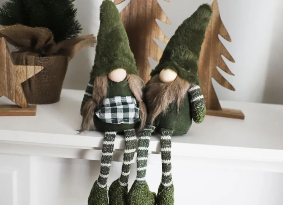 Weihnachtswichtel Kantenhocker Mit Led-Nase 13X40X20Cm