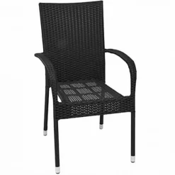 Wicker-Stapelstuhl Schwarz
