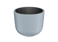 Xxl Blumentopf Milly Bauchig Rillendesign Mit Einsatz 47Cm Steingrau