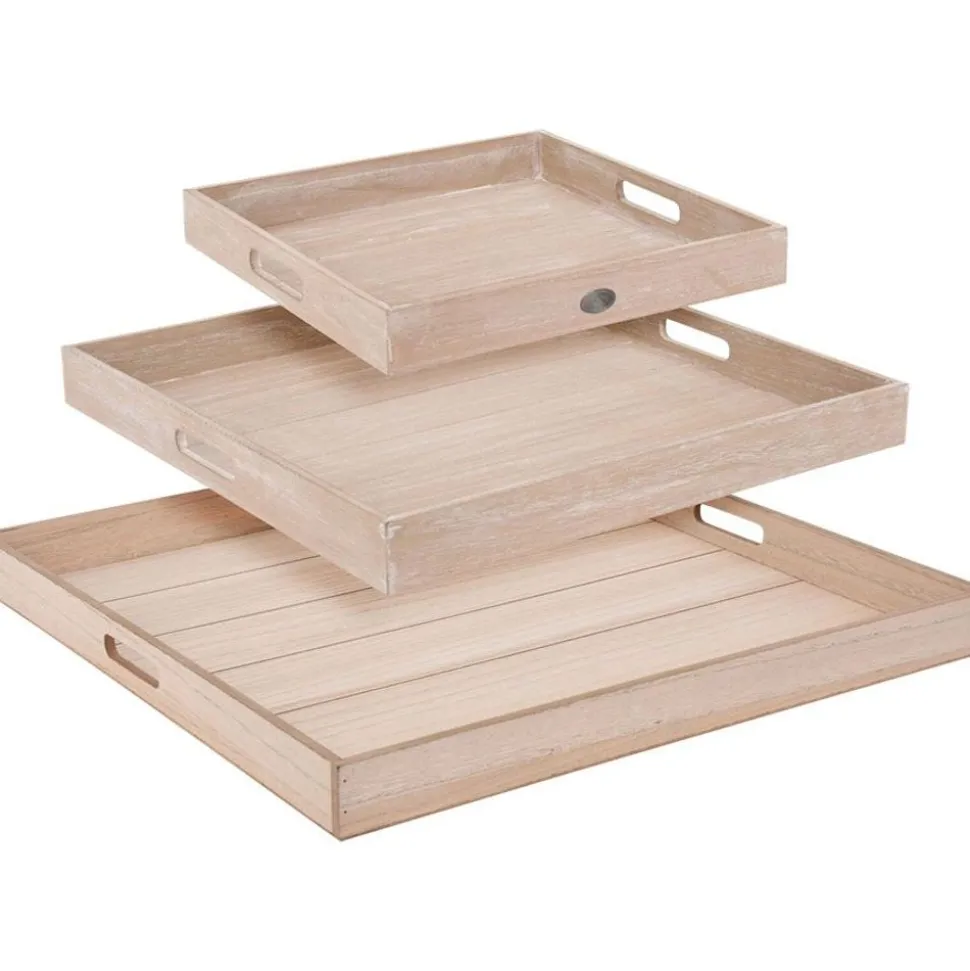 Xxl-Holztablett-Set 3-Teilig