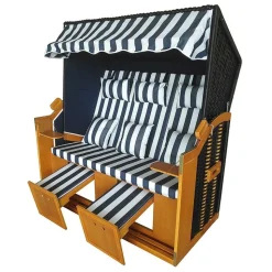 Xxl Strandkorb Ostsee 150X149X98Cm Blau/Weis