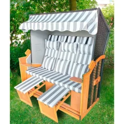 Xxl Strandkorb Ostsee 150X149X98Cm Grau/Weis