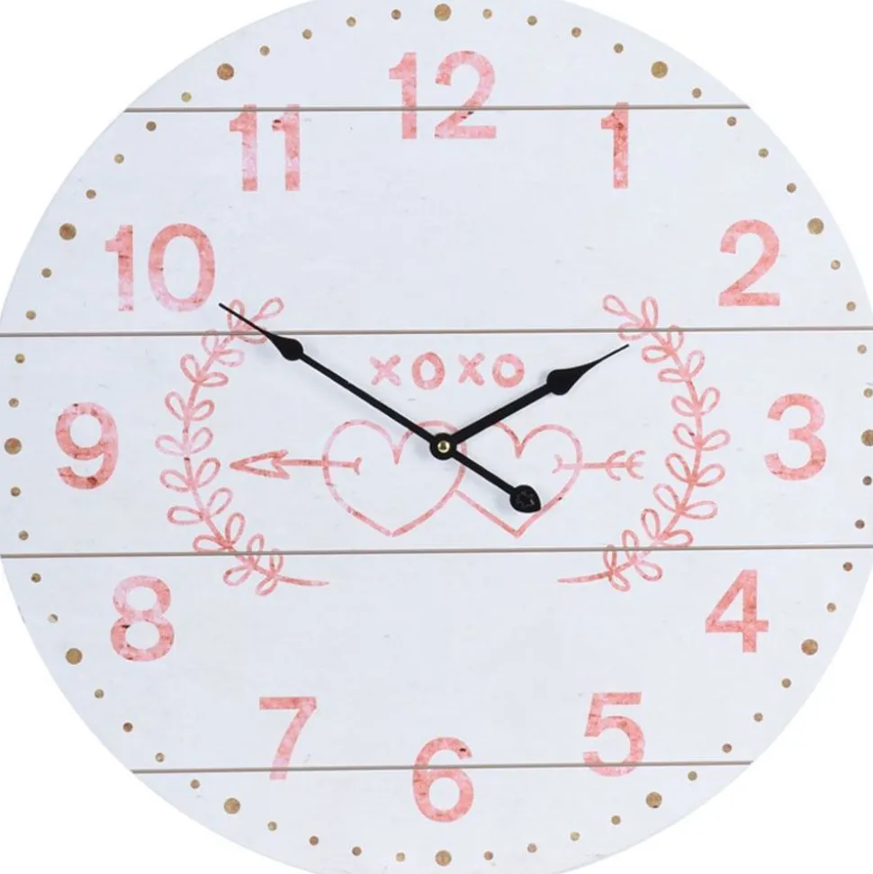 Xxl-Wanduhr 55Cm Herzen Und Pfeil Weis