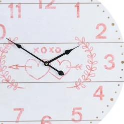 Xxl-Wanduhr 55Cm Herzen Und Pfeil Weis