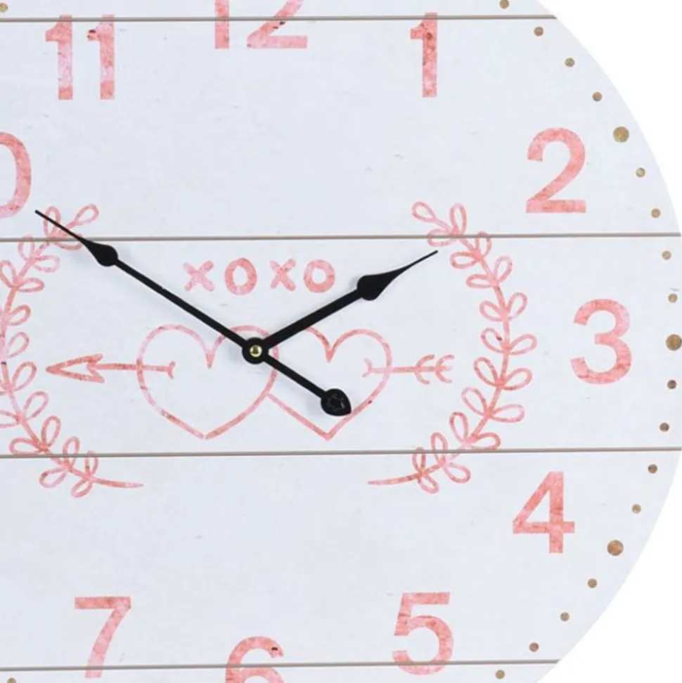 Xxl-Wanduhr 55Cm Herzen Und Pfeil Weis