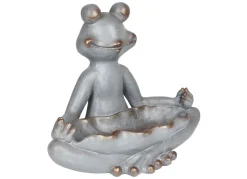 Yoga-Frosch Im Lotussitz Mit Vogeltranke 48X39X26Cm