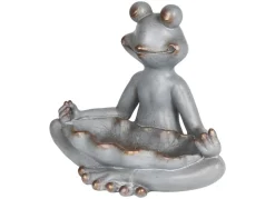 Yoga-Frosch Im Lotussitz Mit Vogeltranke 48X39X26Cm