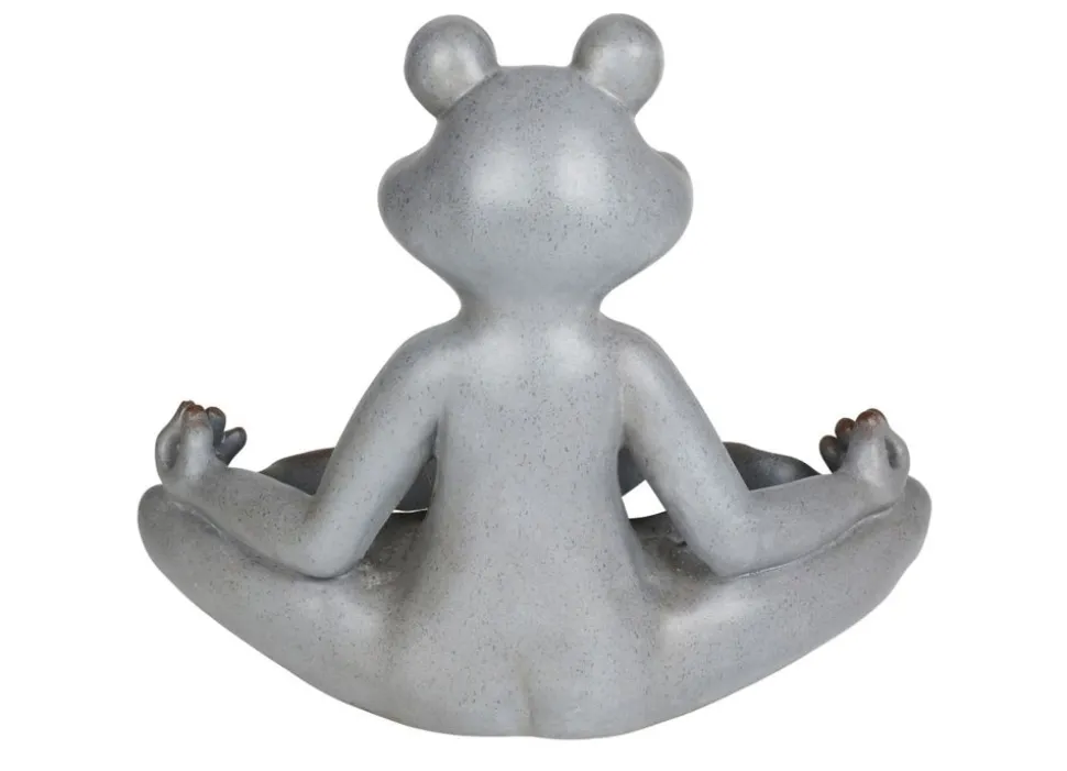 Yoga-Frosch Im Lotussitz Mit Vogeltranke 48X39X26Cm
